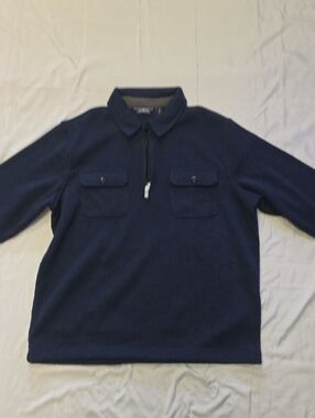 Lands' End Men's Navy Half-Zip Pocket Pullover